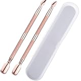 eBoot 2 Pack Cuticle Pusher Double Ended Nail Remover Cleaner Manicure Pedicure Care Tool Kit with Plastic Box for Nail Art, Stainless Steel, Rose Gold