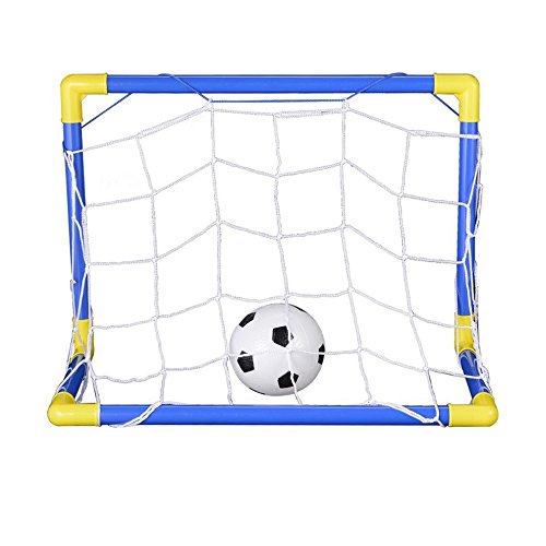 Mini Folding Football Soccer Ball Goal Post Net Set,Plastic Indoor Outdoor Soccer Multi-Sport Net with Hand Pump for Kids Sport Home Game Toy Birthday Gift