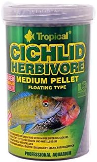 CICHLID HERBIVORE MEDIUM PELLET 500ml / 180g - vegetable food for medium and large herbivorous cichlid, 180 g (Pack of 1)