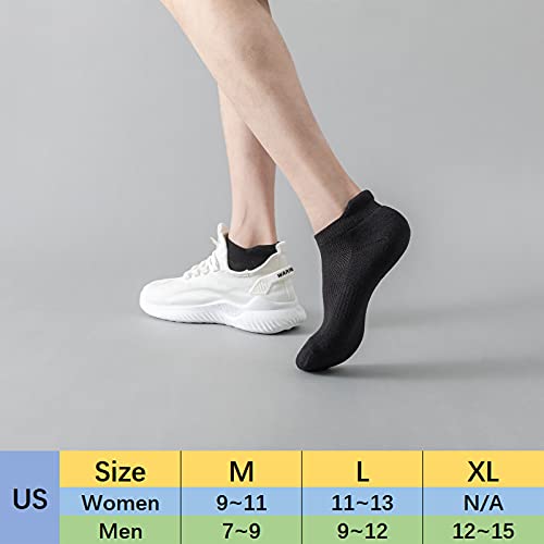 8 Pairs Ankle Athletic Running Socks Cotton Cushioned Low Cut Sports Tab Socks for Women&Men 7-9/9-12