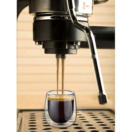 glastal 4 x 100 ml (4 oz) Glass Coffee Cups, Double Walled Transparent Espresso Glasses, Borosilicate Glass Cups for Tea, Coffee