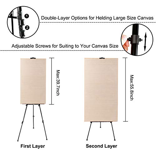 FUDESY 72" Easel Stand,Extra Sturdy Black Aluminum Metal Display Easel Artist Easel Tripod Adjustable Height from 22" to 72" for Table-Top/Floor Painting,Displaying and Drawing with Portable Bag - Thumbnail 3