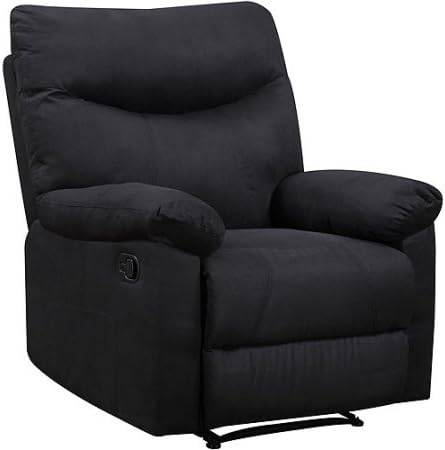 Kingston Beautifully Upholstered Recliner with Large Padded Arms, Black