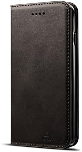 iPhone 7 iphone 8 black Case PU Leather Magnetic Adsorption Card Supports mobile phone tilt and screen back cover protection