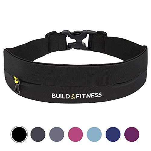 Running Belt, Fully Adjustable Fastener, Fitness Waist Belt, Key Clip. Fits iPhone 6,7,8 Plus, X. Unisex. Suitable for Gym Workouts, Exercise, Cycling, Walking, Jogging, Sport, Travel, Outdoors