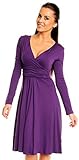 Zeta Ville - Women's - Wrap V-neck Flare Dress Empire Line - Long Sleeves - 890z