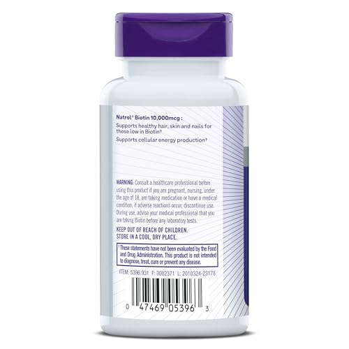 NATROL BEAUTY BIOTIN 10,000MCG VITAMINS FOR BEAUTY, 100 TABLETS, 100 DAY SUPPLY