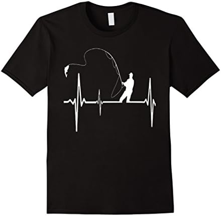 Men's Fishing Heartbeat T-Shirt Perfect Gift Shirt For Fisherman 3XL Black