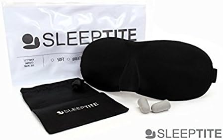 Sleeptite Black 3D Luxury Eye Mask Kit - Total Blackout - Contoured and Comfortable Sleep Mask - Breathable - Lightweight - Soft - Satin - Light Blocking Face Mask (1 pack)