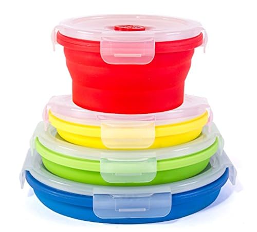 Thin Bins Collapsible Containers Set Of 4 Round Silicone Food Storage Containers Bpa Free Microwave Dishwasher And Freezer Safe No More Cluttered Container Cabinet In Kenya Whizz Food Storage Organization Sets