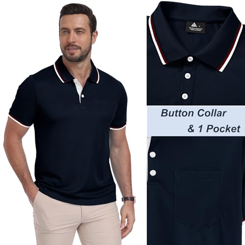 ZITY Polo Shirt for Men 3 Pack Short Sleeve Polo Shirt Golf Work Breathable Casual T-Shirt with Pocket Summer Three Pieces T Shirt for Vacation
