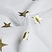 Gold Star Print Curtains for Nursery Kids Bedroom Cute Twinkle Stars with White Trasparent Voile Window Drapes for Living Room Grommet 2 Panels 54 W by 63 L inch Curtain by GD
