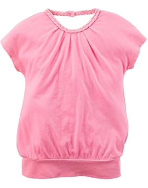 Baby Girl's Neon Pink Braided Neckline Cotton Blouse (9 Months)