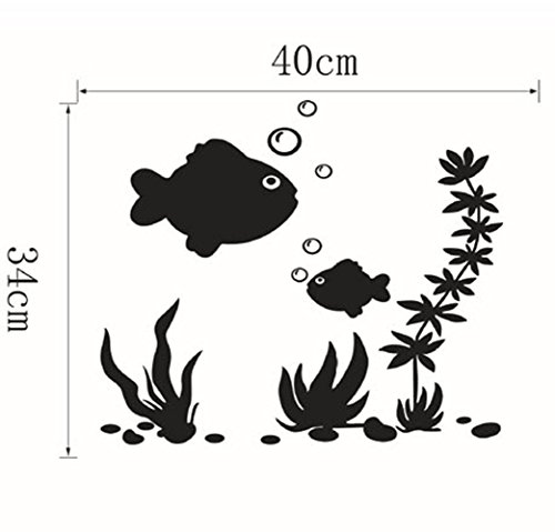 BIBITIME Underwater World Big and Small Fishes Wall Decal Algae Aquatic Plants Bubbles Vinyl Sticker for Nursery Bedroom Children Bedroom Kids Room Decor Bathroom Art Murals - Thumbnail 2