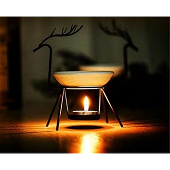 YMOON Reindeer Tea Light Candle Holder & Wax Warmer, Aromatherapy Essential Oil Burner, 6 Inch Tall