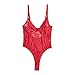 GAGAOPT Women’s Sexy Applique Lace Corset Lingerie, Teddy Underwear as Valentine Gifts for Her, Casual One-Piece Mesh Bodysuit for Relaxing Occasions. Red, Plus Size, S-4XL