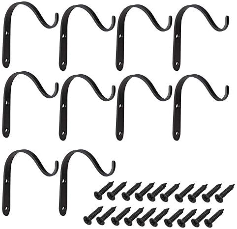FJROnline Metal Wall Hooks 10 Pack Wall Mounted Iron Bracket, Heavy Duty Hanger Hooks for Hanging Lantern Planter Bird Cage Screws Included