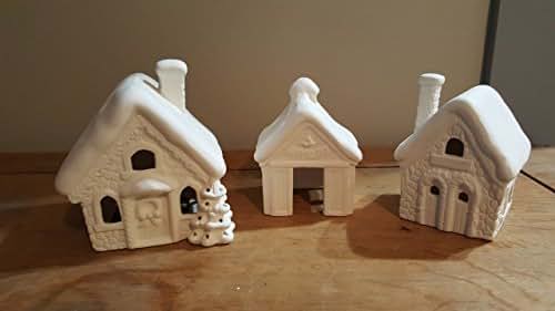 Christmas village favor boxes luminaries party Amazon.com: Santa Town Christmas Village. Unpainted Ceramic Bisque - Set of 3 Buildings: Handmade