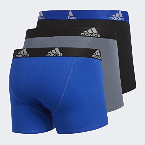 adidas Men's Stretch Cotton Trunk Underwear (3Pack), Bold Blue/Black