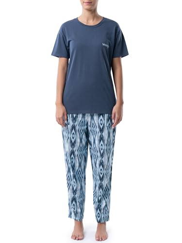 Wrangler Women's Short Sleeve Graphic Tee and Printed Pants Pajama Sleep Set, D…