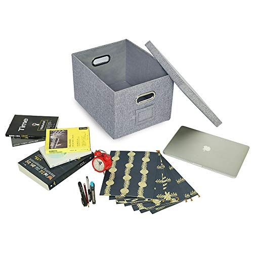 ATBAY File Storage Box with lids Large Capacity Office File Organizer for Letter Size File Folder, Gray(2PACK)