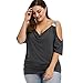 FUNIC Casual Short Sleeve Shirt, Plus Size Women Loose Summer Blouse Tops Shirt Tops (XX-Large, Dark Gray)