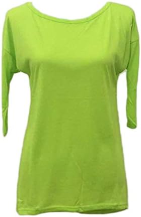 Vicwork Women's Loose Pullover Three Quarter Blouse BasicTops Shirt (XL, Green)