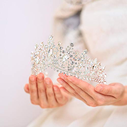 Tgirls Bridal Wedding Crowns and Tiaras Bride Princess Rhinestone Headband Jewelry for Women and Girls (Silver)