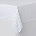 Violet Linen Rivierra Embroidered Design Tablecloth White 70