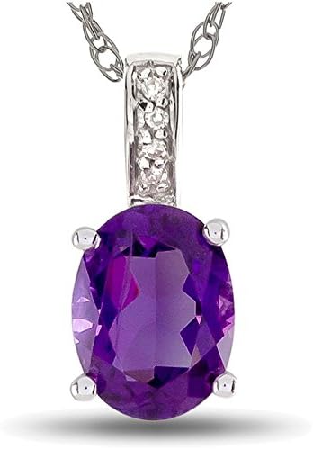 LALI Classics 14kt White Gold Amethyst Oval Pendant Necklace