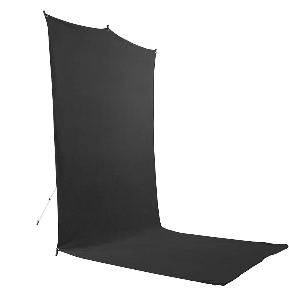 SavageTravel Backdrop Kit, Black Floor Extended Backdrop, Size 1.52m x 3.66m, Photo Backdrop with Aluminum Stand, Carry Bag with Shoulder Strap