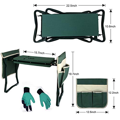 LAIKOU Garden Kneeler and Seat Bench with 2 Free Tool Pouch and 1 Gloves Protects from Dirt & Grass Stains, Foldable… - Image 6