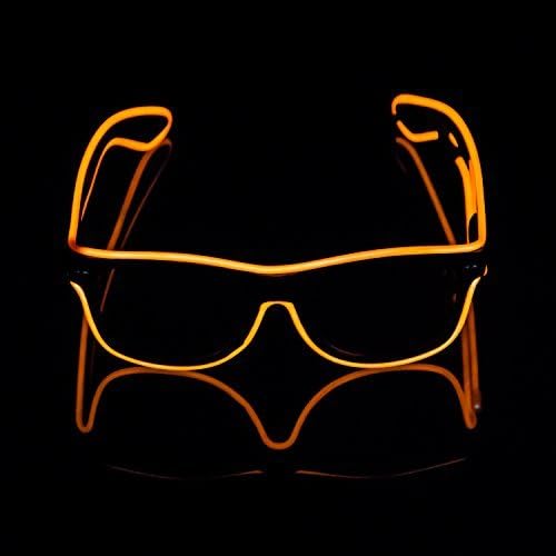 iChase Party Favor Costumes Eyeglasses,EL Wire Fashion Neon Shutter Electroluminescent Flashing LED Sunglasses with Battery case Controller for Halloween Christmas Birthday Party Favor (Orange-Dark)