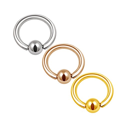 3PCS Surgical Steel Rose Captive Hoop 16 gauge 1/4 6mm 3mm Ball Cartilage Septum Rook Rim Earrings Nose Piercing Jewelry 0824
