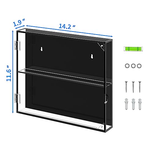 NIUBEE Acrylic Baseball Card Display Case, 8 Graded Card Display Frame Wall Mount with UV Protection Clear View, Sports Card Display Case with Magnetic Door for Football Basketball Hockey, Horizontal