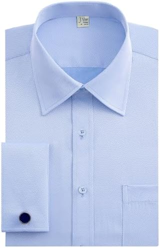 princess polly baby blue dress J.Ver Men's French Cuff Dress Shirts Regular Fit Long Sleeve Spead Collar  Metal Cufflink, Blue, 17 Neck 32