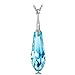 LADY COLOUR Women Necklace 925 Sterling Silver Necklace Gifts for Daughter Siter in Law Ice Blue Teardrop Pendant Swarovski Crystals Jewelry for Her Birthday New Year Present Idea for Girlfriend
