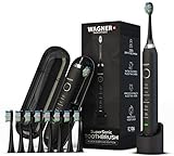 WAGNER Switzerland SuperSonic 48,000 VPM | Black Diamond Edition | Wireless Electric Toothbrush 5 Modes w Smart Timer | 8 DuPont bristles | Travel Case | 100% Dentist Recommended & Designed