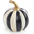 MACKENZIE-CHILDS Mini Pumpkin, Resin Halloween Home Decor, Black-and-White Courtly Stripe