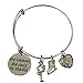 Figure Skating Bangle Bracelet – Adjustable Stainless Steel Charm With Skater, Ice Skate, Heart & She Believed Quote – Birthday, Competition, Team Gift – Velvet Pouch Included