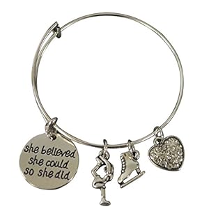 Infinity Collection Figure Skating Bracelet, Ice Skating Jewelry, She Believed She Could So She Did Skate Charm Bracelet…