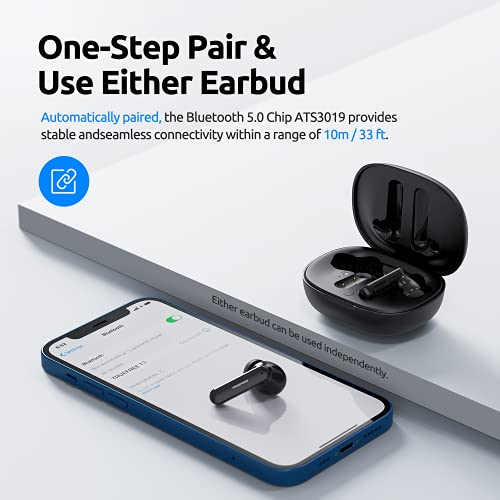 Truefree T1 True Wireless Earbuds Bluetooth 5.0 Headphones in-Ear, 4 Mics, 12.5mm Dual Driver, 60ms Low-Latency Game Mode, Deep Bass, Touch Control, 30H Playtime, 3 Size Earbuds, Stereo Earphones