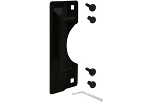 NUK3Y PRODUCTS K3 "Nuk3y Door Latch Guard Protector Stainless Steel for Out Swing Doors (Black, 3"" x 7"")"