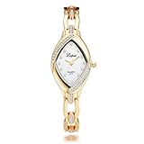 Lvpai Rhombic Metal Watch Women with Diamonds Analog Quartz Detachable Bracelet Gold P128-2