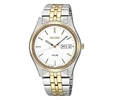 Seiko Men's Two-Tone White Dial Solar Calendar Watch