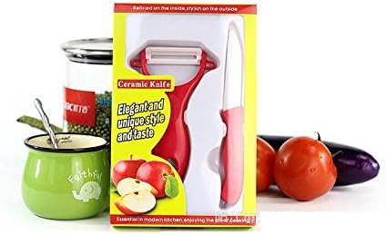 Daily Home Ceramic Knife and Peeler Set, Apple Red