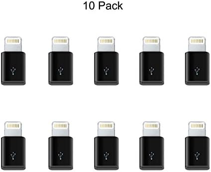 SmartLifeTime [10 Pack] 8-pin Lightning Plug to Micro USB Socket Converter / Adapter / Connector for iPhone iPad iPod (Black)