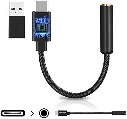 USB Type C to 3.5mm Stereo Audio Headphone Jack Adapter Converter,Built-in DAC Chip,Type c to USB 3.0 Adapter,for Google Pixel,Samsung,Moto z,Essential,Huawei,HTC,and More Android,Laptop and Tablet