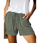 Elapsy Womens Casual Short Comfy Drawstring Elastic Waist Summer Pocketed Shorts