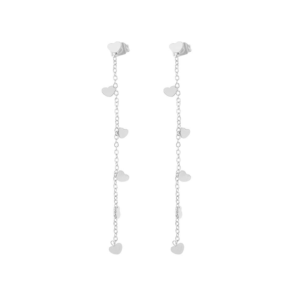 2019 New Anti-allergic Stainless Steel Earrings Tassels with Mini Love Shape Dangle Cute Women Earrings Birthday New Year Gift